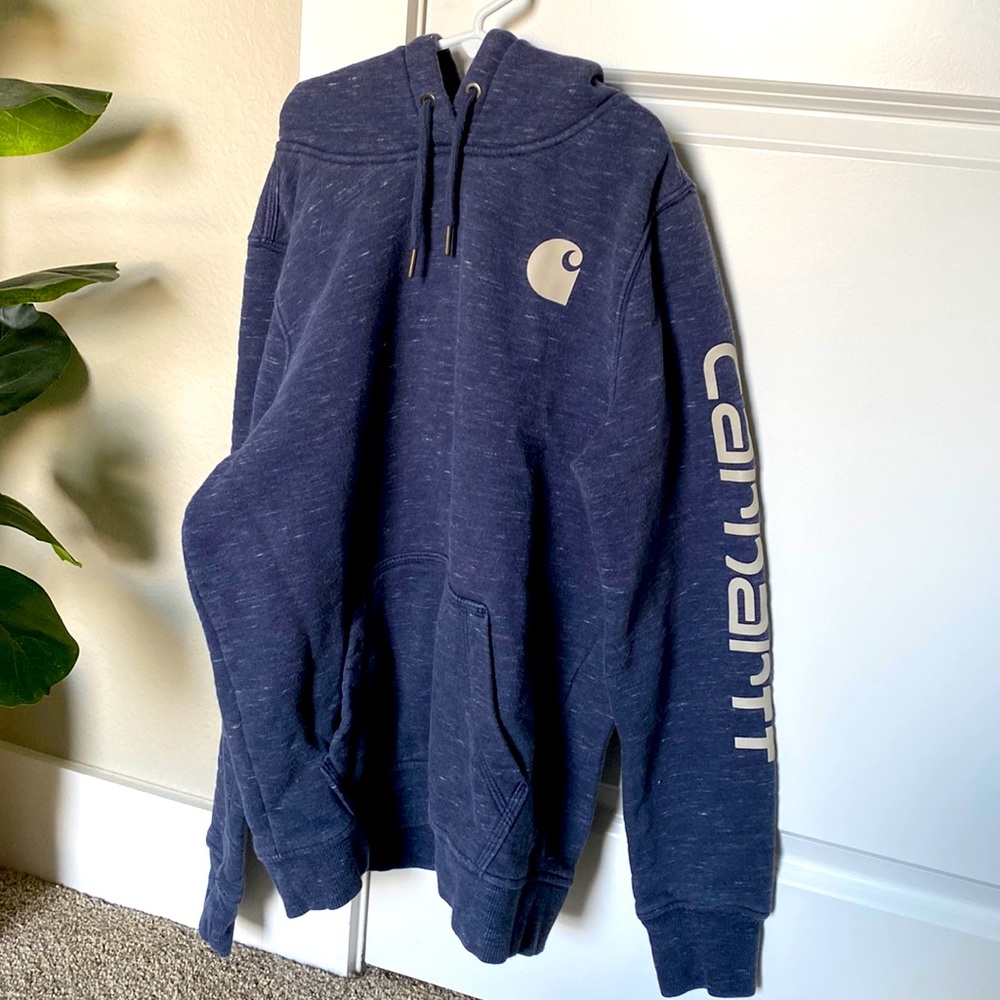Carhartt Small Navy Blue Hooded Pullover Relaxed Fit
